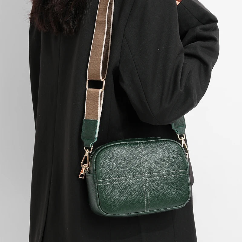 Women's Leather Crossbody Messenger Bag Small Phone Purse