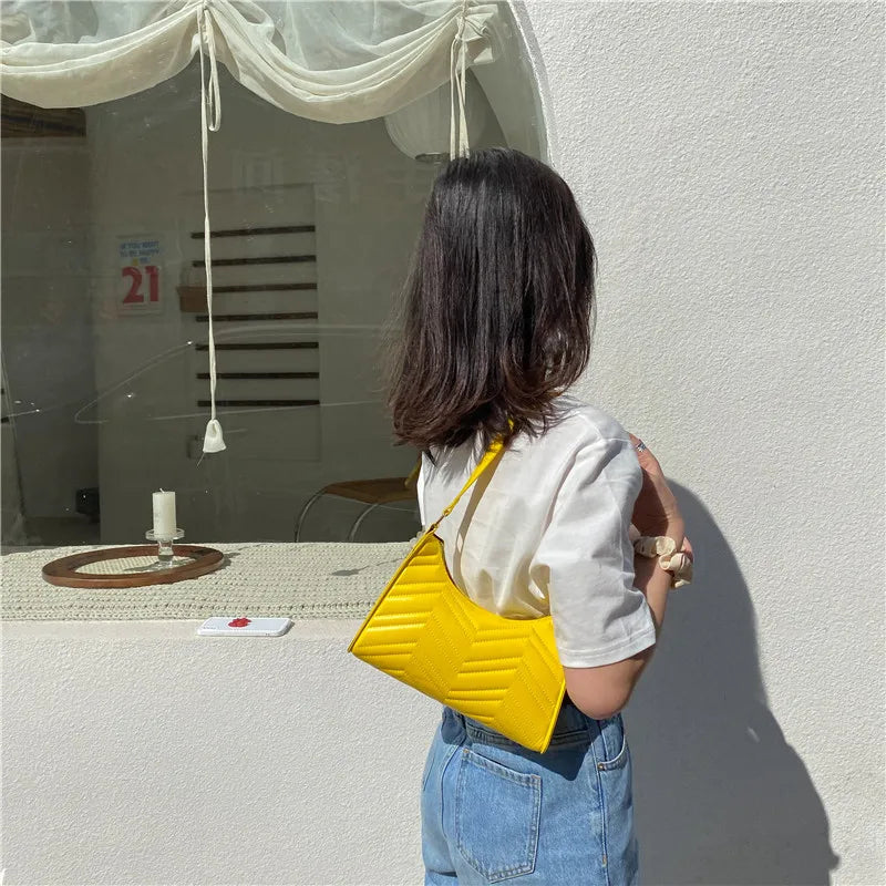 Women Square Shoulder Bag PU Leather Handbag Retro Rhombic Pattern Crossbody