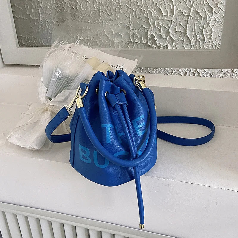 Soft Leather Crossbody Bag Women Messenger Bucket Handbag Purse