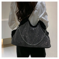 Rhinestone Band Tote Large Shoulder Bag for Women