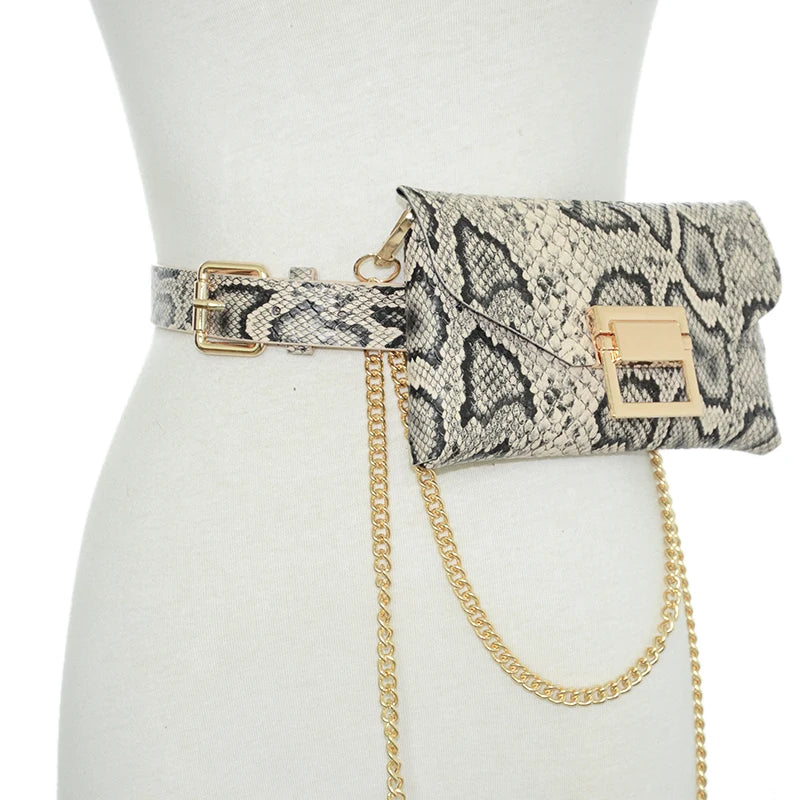 Snake Pattern Mini Shoulder Bag for Women Small Wallet Phone Waist Bag