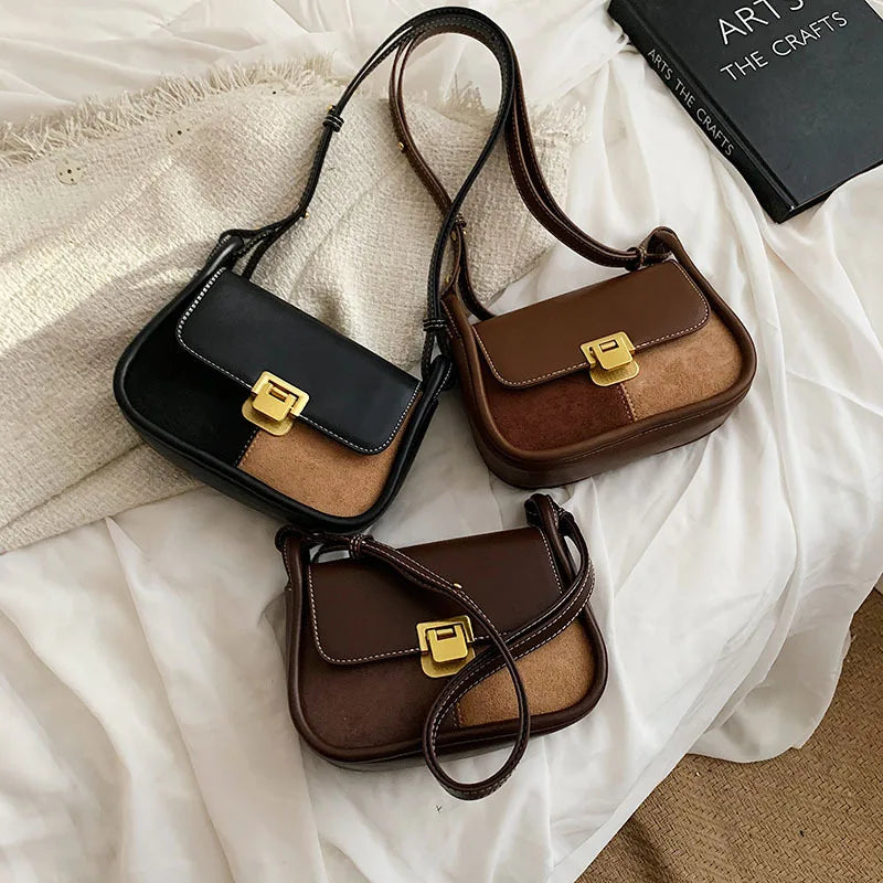 Leather Crossbody Bags Long Belt Female Shoulder Purses Handbags Underarm Bag