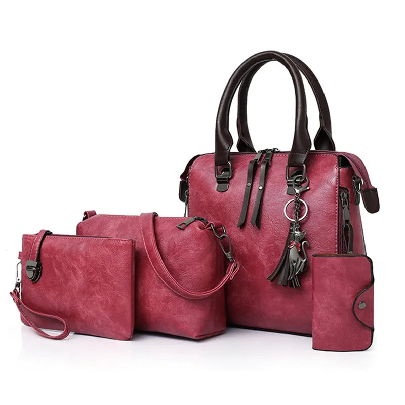 Women's Large Leather Tote Shoulder Bags Set