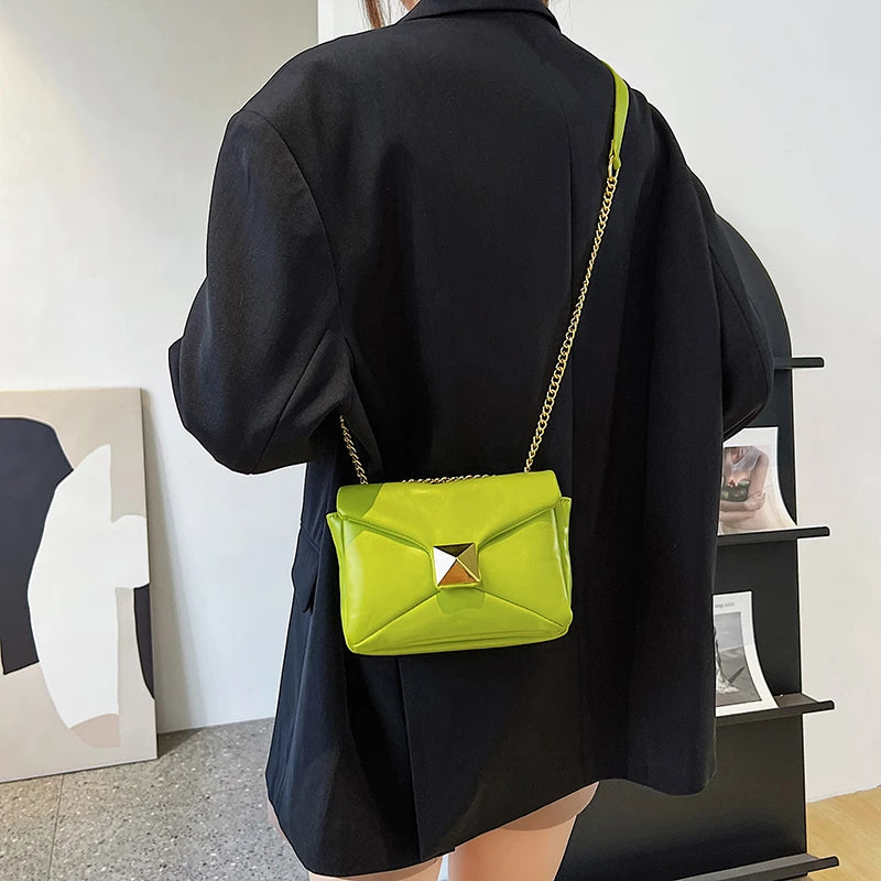 Chain Shoulder Bag Small PU Leather Crossbody Female Flap Handbag