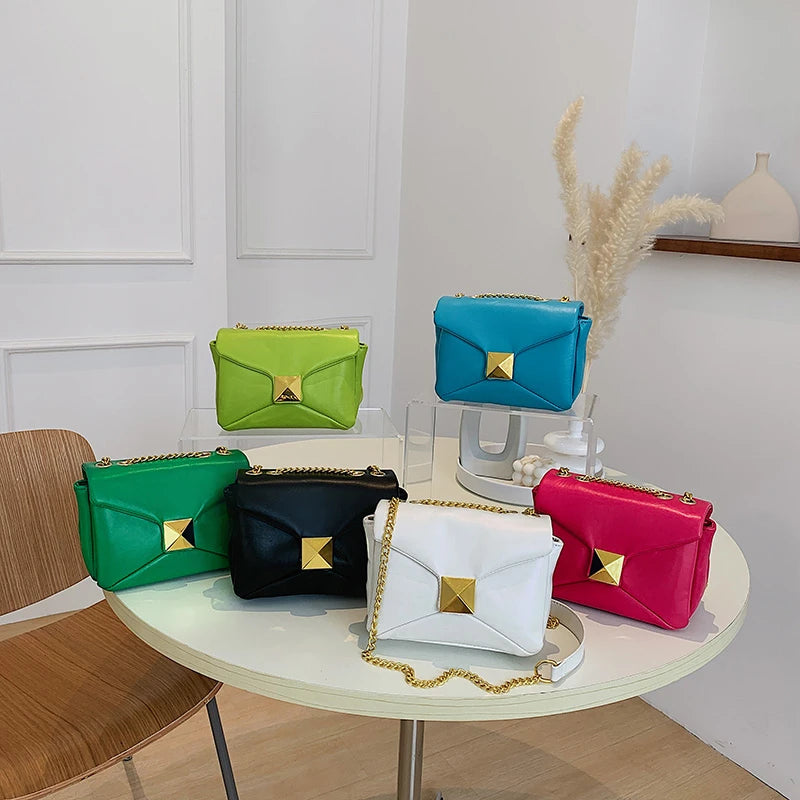 Chain Shoulder Bag Small PU Leather Crossbody Female Flap Handbag