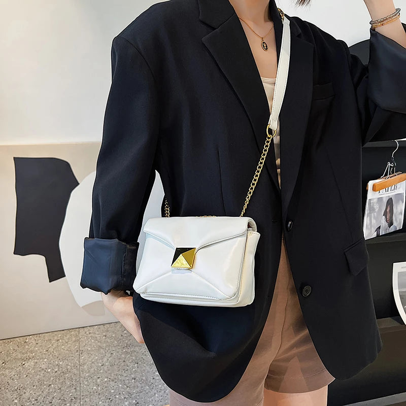 Chain Shoulder Bag Small PU Leather Crossbody Female Flap Handbag