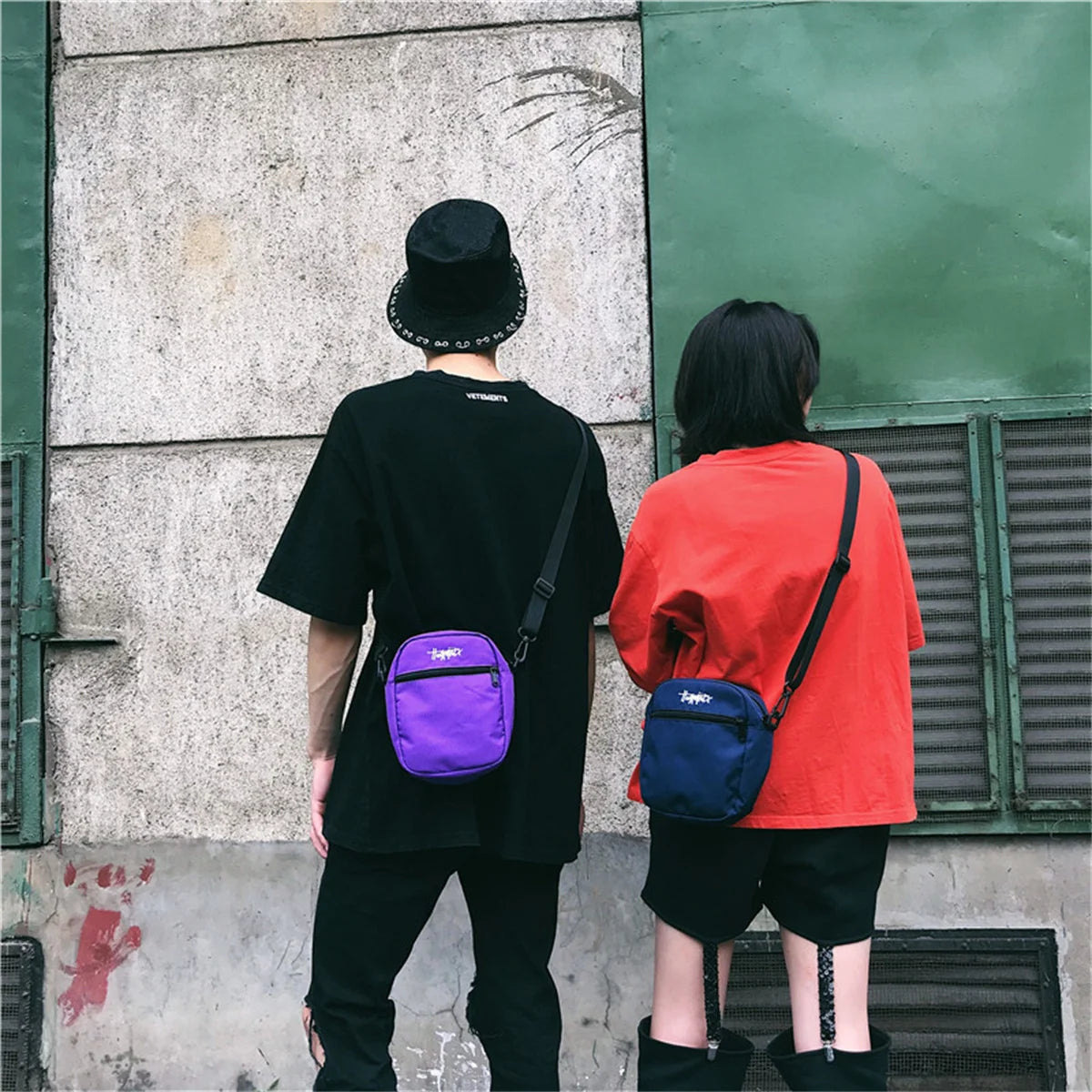 Canvas Crossbody Bag Solid Colors Japanese Street Style