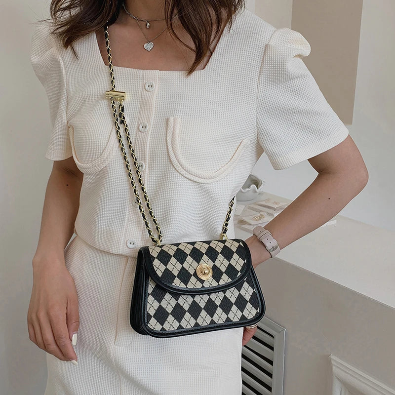 Women's Chain Messenger Bags PU Leather Shoulder Bags High Handbags