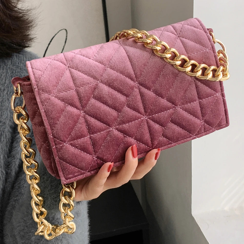Velvet Corduroy Chain Crossbody Bag Small Clutch