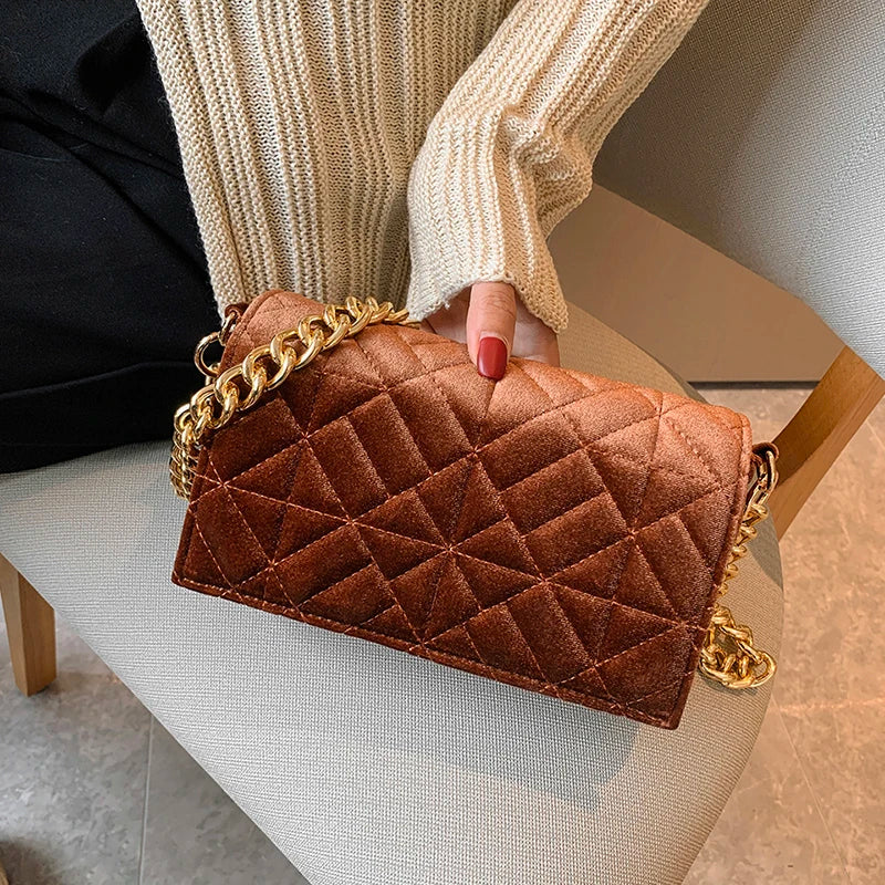 Velvet Corduroy Chain Crossbody Bag Small Clutch