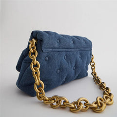 Vintage Denim Chain Shoulder Bag Large Capacity Handbag