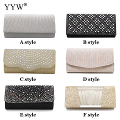 Small Glitter Clutch Bag Silver Evening Party Handbag