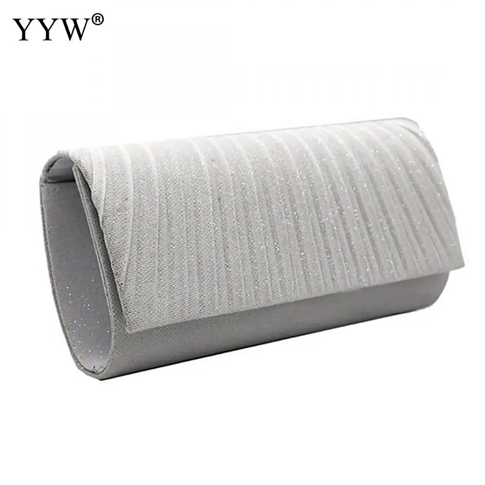 Small Glitter Clutch Bag Silver Evening Party Handbag