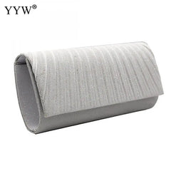 Small Glitter Clutch Bag Silver Evening Party Handbag