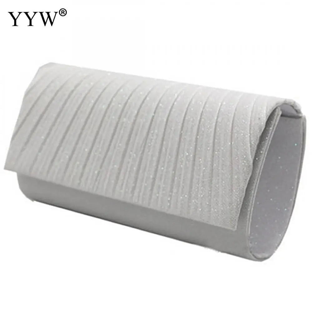 Small Glitter Clutch Bag Silver Evening Party Handbag