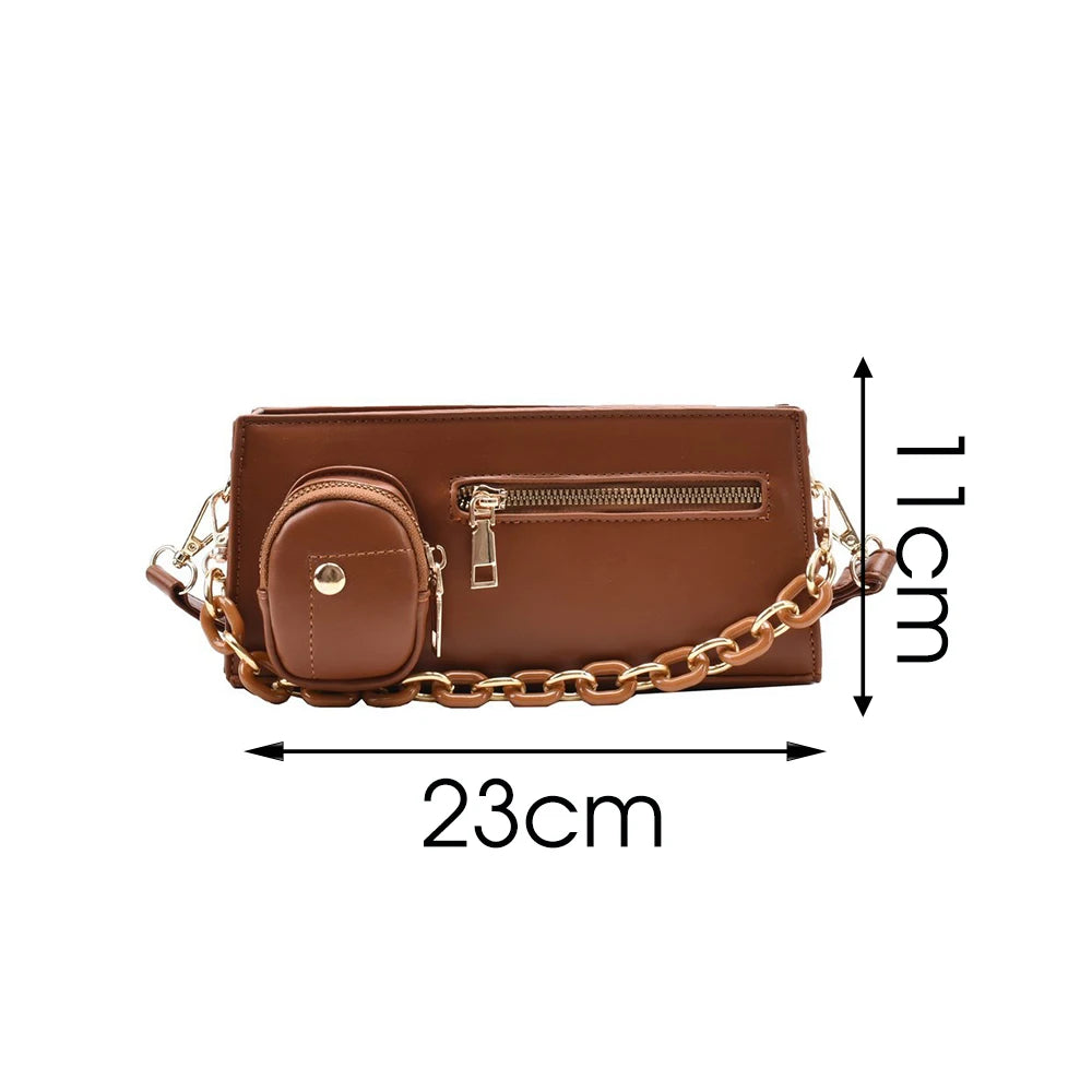 Ladies Crossbody Bag PU Leather Handbag Portable Shoulder Messenger Bag