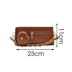 Ladies Crossbody Bag PU Leather Handbag Portable Shoulder Messenger Bag