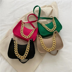 Metal Chain Shoulder Bag Office Party Handbag Diamond Clutch