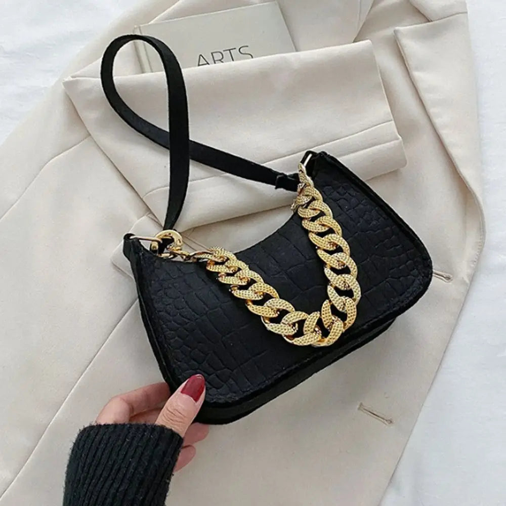 Leather Chain Shoulder Bag Diamond Clutch Office Party Handbag