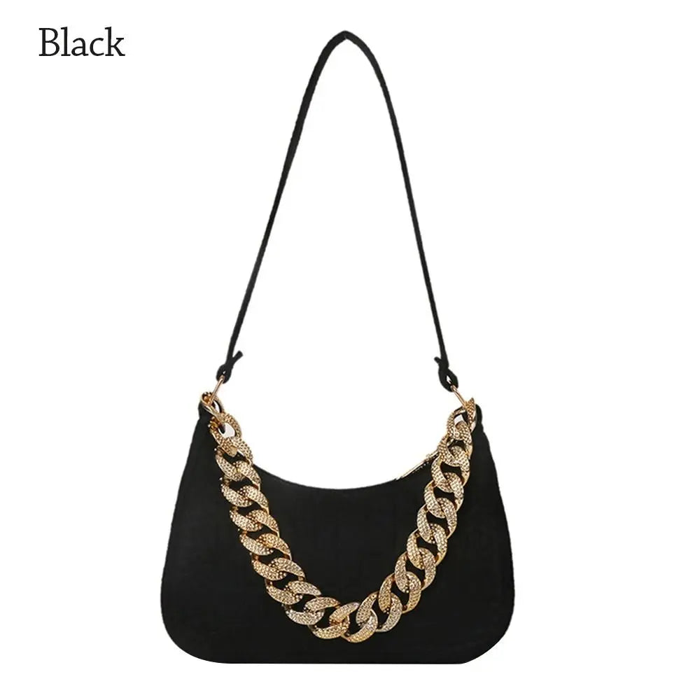 Leather Chain Shoulder Bag Diamond Clutch Office Party Handbag