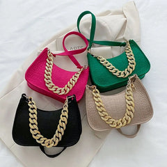 Leather Chain Shoulder Bag Diamond Clutch Office Party Handbag