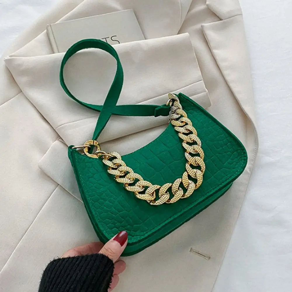 Leather Chain Shoulder Bag Diamond Clutch Office Party Handbag