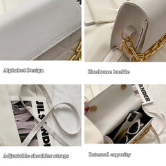 Leather Women Bag Quilted Flap Clutch Metal Chain Small Shoulder Bag