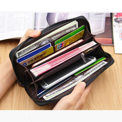 Men's Leather Wallet with Wrist Strap Clutch