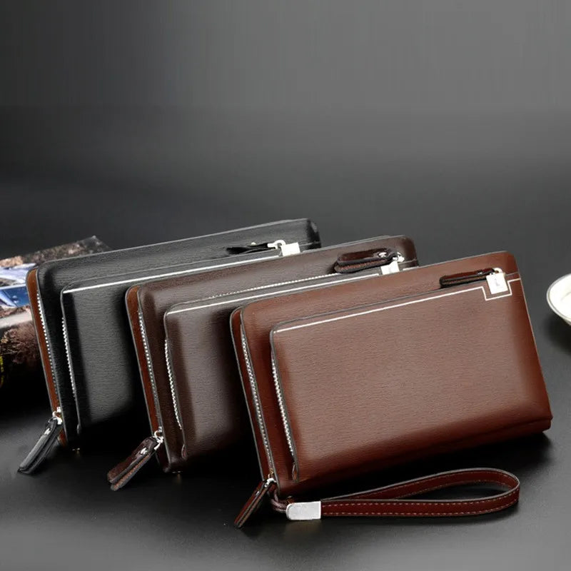 Men's Double Zipper Clutch Wallet Retro Handbag Business