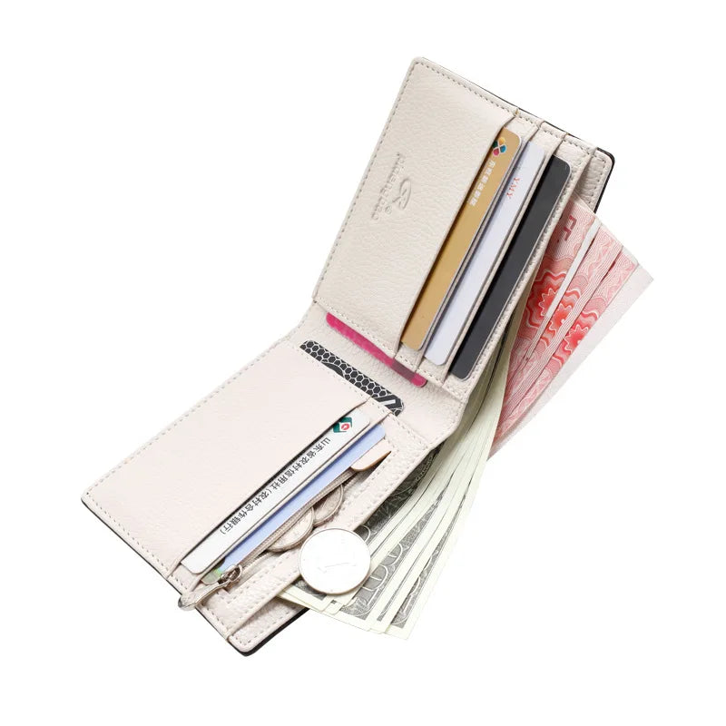 Men's Leather Wallet Cross Pattern Multi-Card Pocket Key Case
