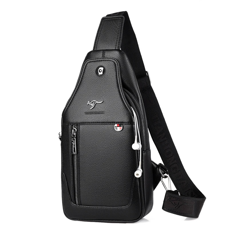 Men Leather Messenger Bag Chest Pack Vintage Crossbody Shoulder Bag
