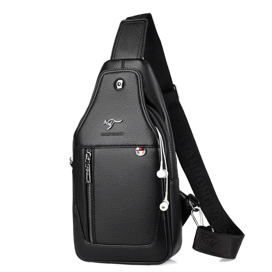 Men Leather Messenger Bag Chest Pack Vintage Crossbody Shoulder Bag