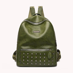 Rivets PU Backpack Women Teenage Student Waterproof School Bag