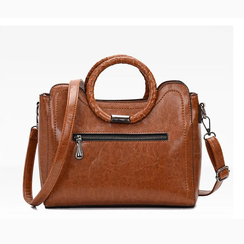 Vintage High Shoulder Bag for Women Retro PU Leather