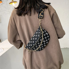 Canvas Chain Chest Bag Lady Belt Bag Purse Lipstick Bag