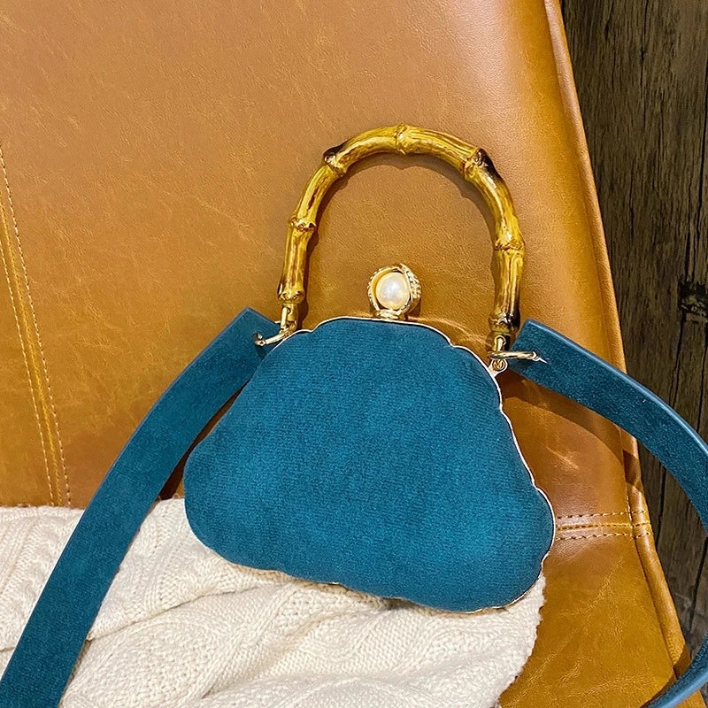 Women's Shoulder Bag with Pearls Mini Crossbody Clutch