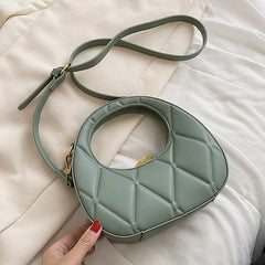Half Moon Shoulder Bag PU Leather Crossbody Tote for Women
