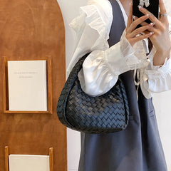 Small PU Leather Woven Tote Bags Women's Shoulder Bag