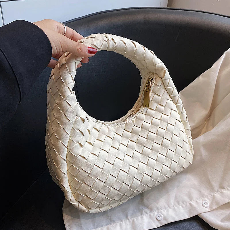 Small PU Leather Woven Tote Bags Women's Shoulder Bag