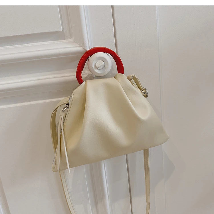 Small Totes With Ring Handle PU Leather Women's Handbag Shoulder Messenger Bag