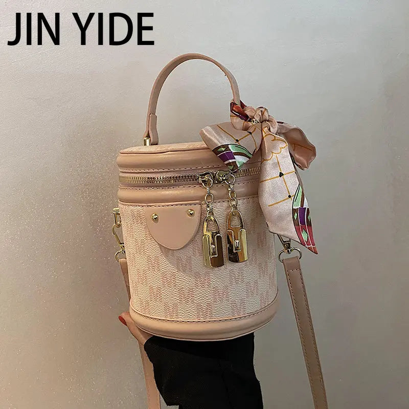 Winter High PU Leather Women's Handbag Cylinder Shoulder Bag