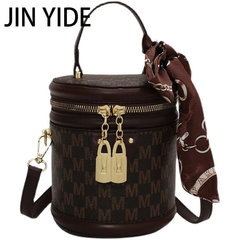 Winter High PU Leather Women's Handbag Cylinder Shoulder Bag