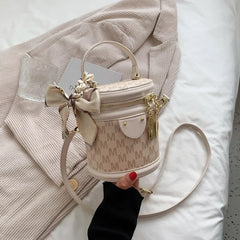 Winter High PU Leather Women's Handbag Cylinder Shoulder Bag