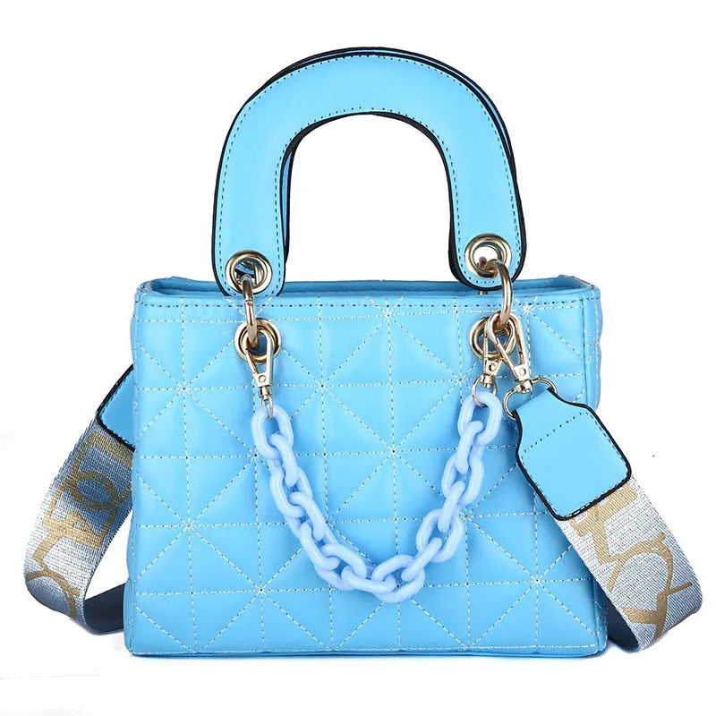 Quilted Crossbody Bag Small Square Leather Shoulder Handbag