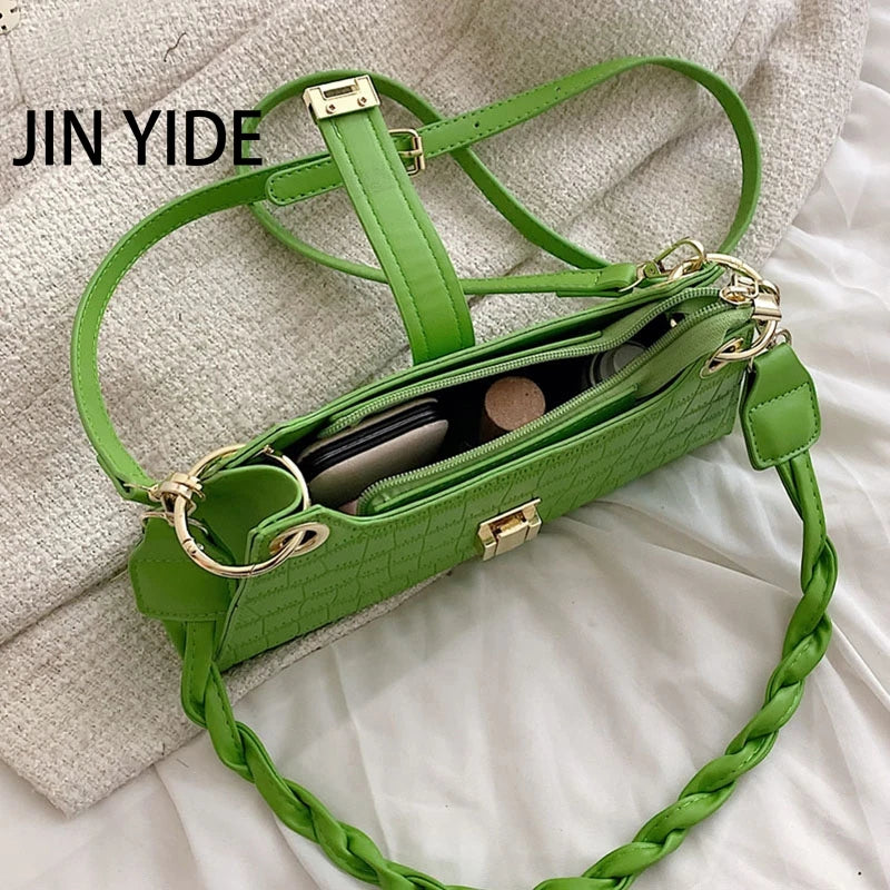 Crocodile Leather Crossbody Bag Orange Green Shoulder Tote