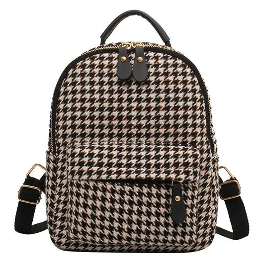 Women Small Backpack Cotton and Pu Leather Backpacks for Teenager Girls
