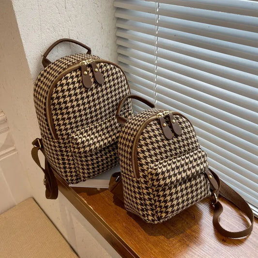 Women Small Backpack Cotton and Pu Leather Backpacks for Teenager Girls