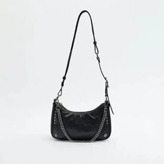 Women's Button Nail Shoulder Bag Rock Chain Crossbody Bag