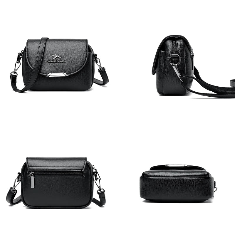 Women's High Split Leather Flap Crossbody Shoulder Bag