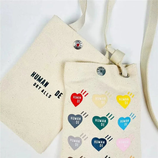 Canvas HUMAN Heart Backpacks Men Women Multi-print Graphic Human Snap Opening